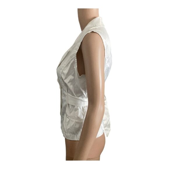 MKM Designs Blouse Womens Large White Sleeveless Tie Back - Picture 4 of 7
